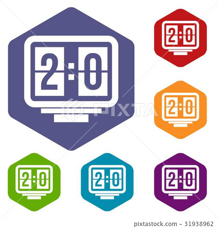 Soccer scoreboard icons set hexagon 31938962