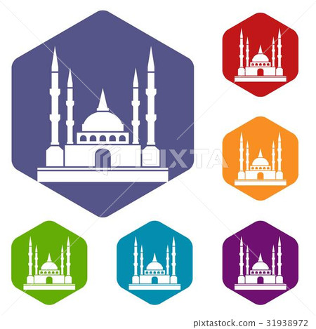 Mosque icons set hexagon 31938972