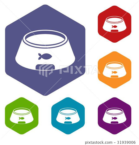 Bowl for animal icons set hexagon Bowl for animal icons set hexagon 31939006