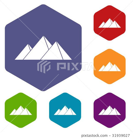 Pyramids in Giza icons set hexagon 31939027
