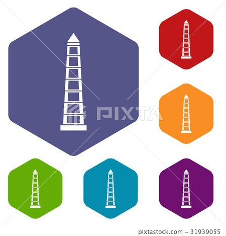 Obelisco of Buenos Aires icons set hexagon 31939055