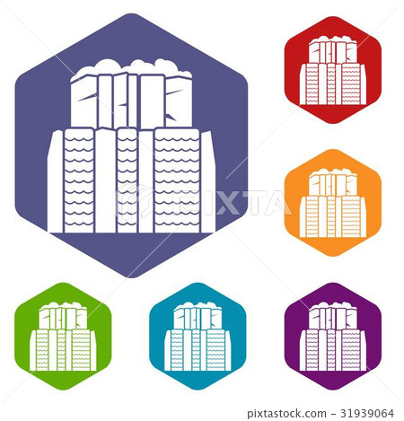 Iguazu falls, Argentina icons set hexagon Iguazu falls, Argentina icons set hexagon 31939064