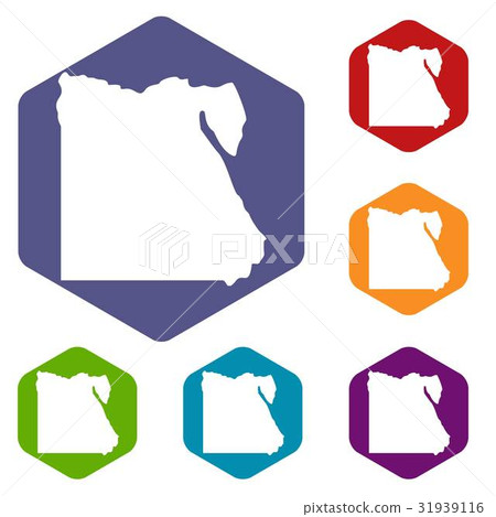 Map of Egypt icons set hexagon Map of Egypt icons set hexagon 31939116