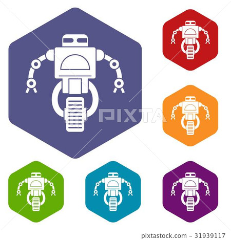 Machine robot icons set hexagon Machine robot icons set hexagon 31939117