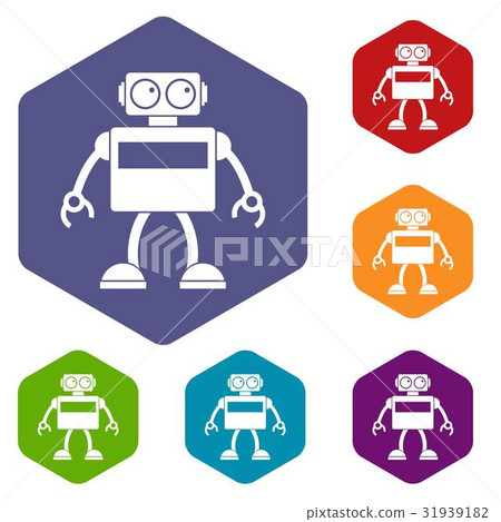 Android robot icons set hexagon - Stock Illustration [31939182] - PIXTA