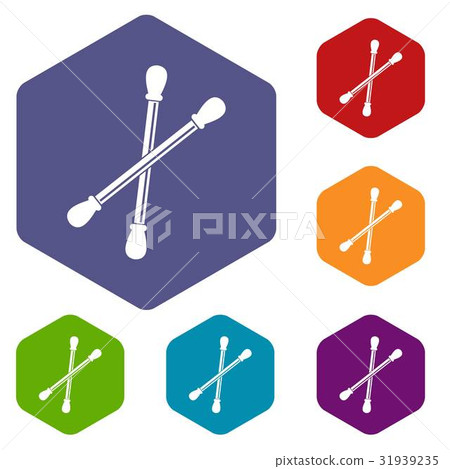 Cotton buds icons set hexagon 31939235