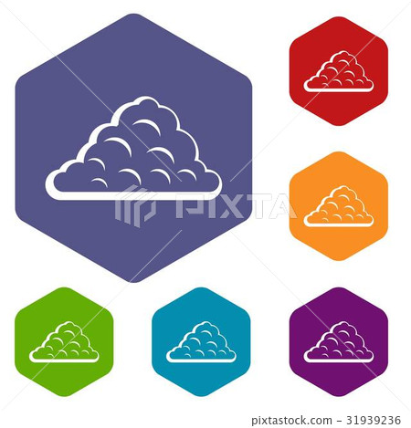 One cloud icons set hexagon 31939236