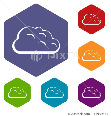 Storm cloud icons set hexagon Storm cloud icons set hexagon 31939347