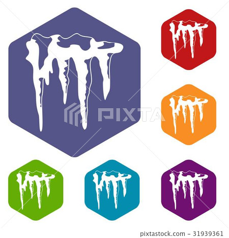 Icicles icons set hexagon Icicles icons set hexagon 31939361