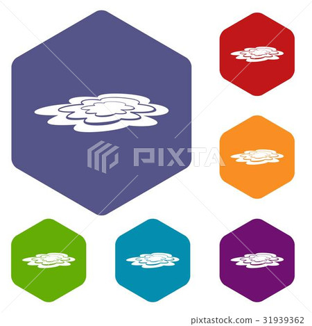 Water puddle icons set hexagon Water puddle icons set hexagon 31939362