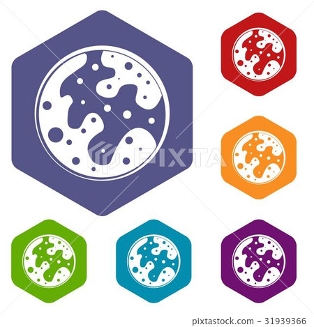Mars icons set hexagon Mars icons set hexagon 31939366
