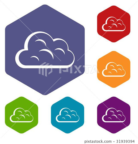 Big cloud icons set hexagon Big cloud icons set hexagon 31939394