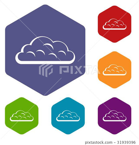 Snow cloud icons set hexagon Snow cloud icons set hexagon 31939396