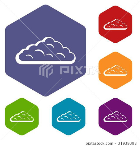 Wet cloud icons set hexagon Wet cloud icons set hexagon 31939398