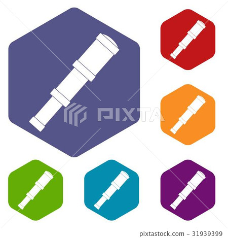 Spyglass icons set hexagon Spyglass icons set hexagon 31939399