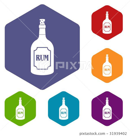 Rum icons set hexagon Rum icons set hexagon 31939402