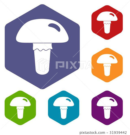 Poisonous mushroom icons set hexagon Poisonous mushroom icons set hexagon 31939442