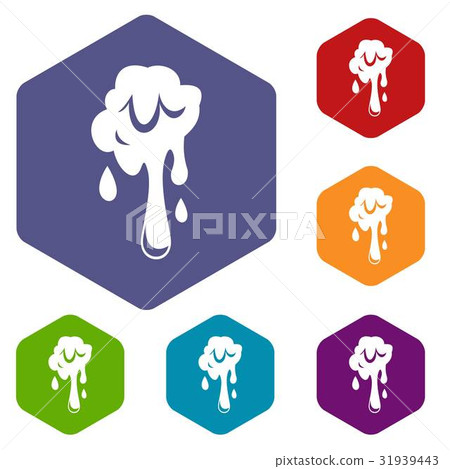 Dripping slime icons set hexagon Dripping slime icons set hexagon 31939443