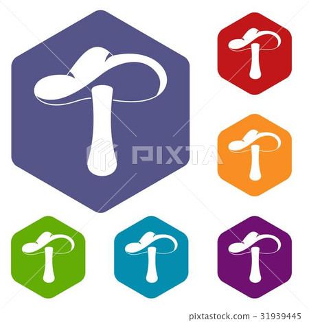 Autumn mushroom icons set hexagon Autumn mushroom icons set hexagon 31939445