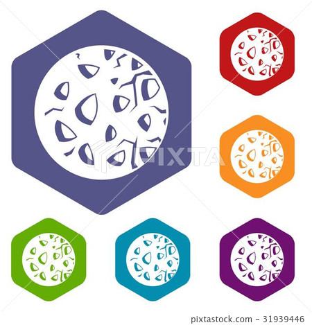 Rocky planet icons set hexagon Rocky planet icons set hexagon 31939446