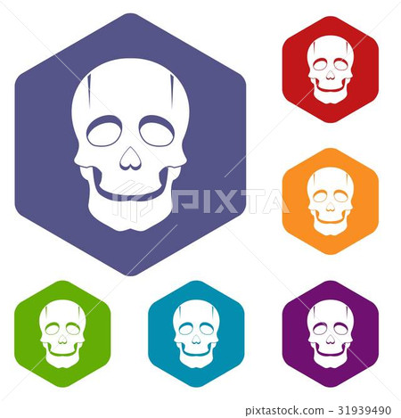 Singer mask icons set hexagon Singer mask icons set hexagon 31939490