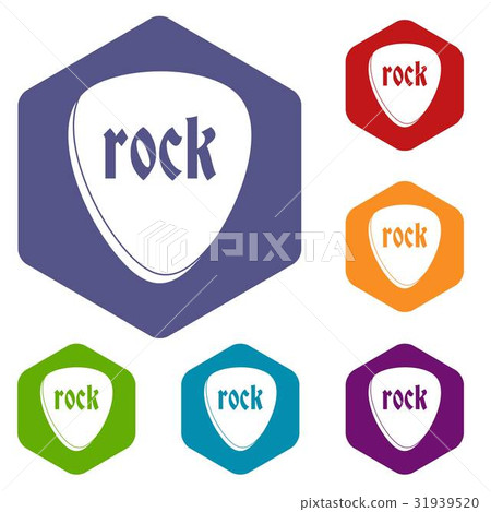 Rock stone icons set hexagon Rock stone icons set hexagon 31939520