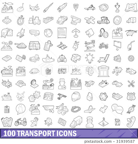 100 transport icons set, outline style 100 transport icons set, outline style 31939587