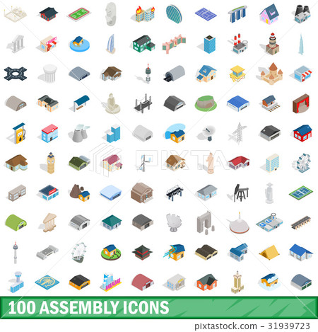 100 assembly icons set, isometric 3d style 100 assembly icons set, isometric 3d style 31939723