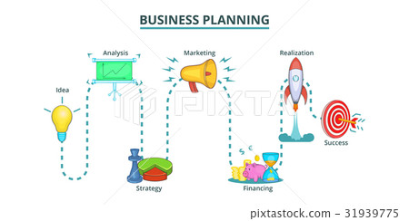 Business plan way banner horizontal, cartoon style - Stock Illustration ...