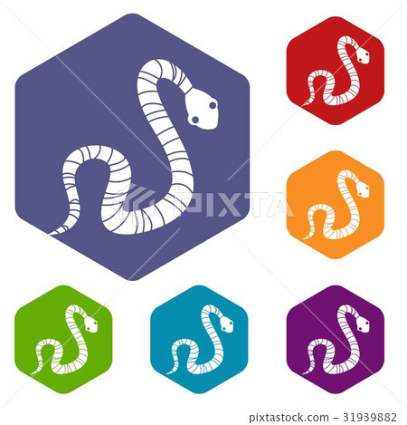 Striped snake icons set hexagon 31939882