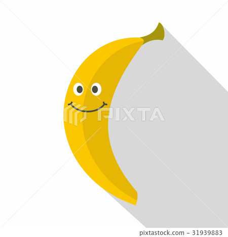 Smiling banana icon, flat style Smiling banana icon, flat style 31939883