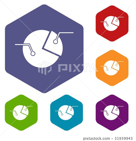 Percentage diagram icons set hexagon Percentage diagram icons set hexagon 31939943