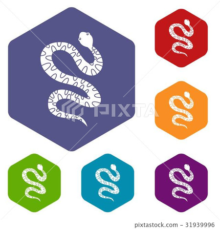 Black writhing snake icons set hexagon Black writhing snake icons set hexagon 31939996