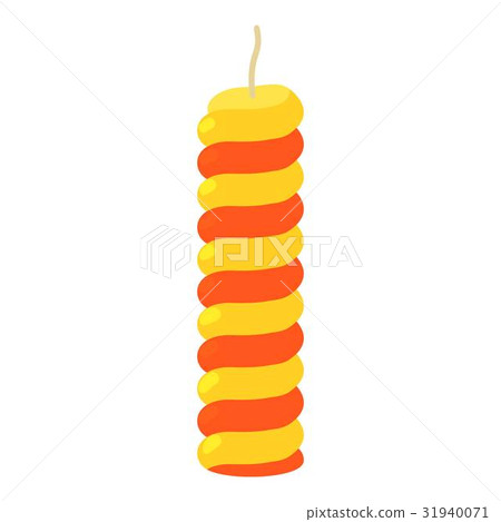 Red and yellow striped candle icon, cartoon style Red and yellow striped candle icon, cartoon style 31940071