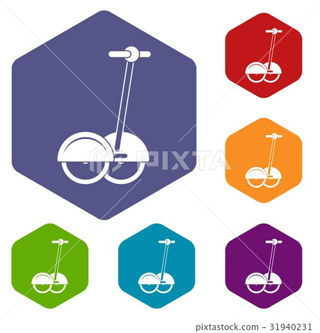 Alternative transport vehicle icons set hexagon 31940231
