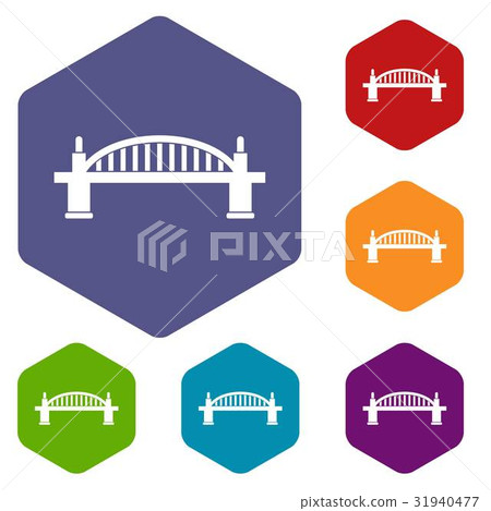 Bridge icons set hexagon 31940477