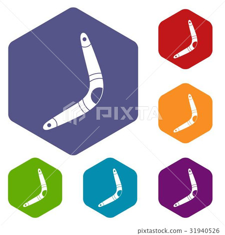 Boomerang icons set hexagon 31940526