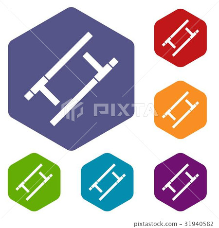 Tonfa icons set hexagon Tonfa icons set hexagon 31940582
