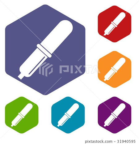 Pipette icons set hexagon 31940595