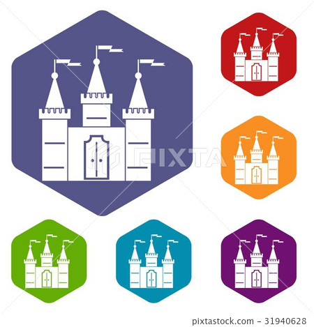 Castle icons set hexagon Castle icons set hexagon 31940628