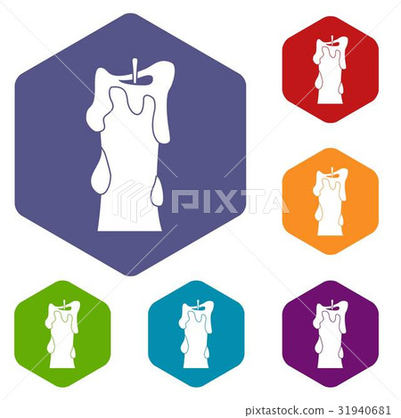 Thick candle icons set hexagon Thick candle icons set hexagon 31940681