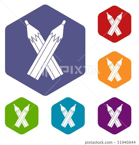 Pencils icons set hexagon 31940844