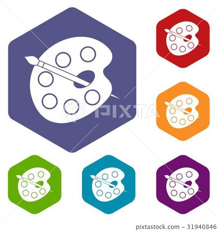 Palette icons set hexagon 31940846