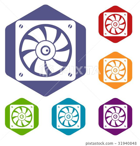Computer fan icons set hexagon Computer fan icons set hexagon 31940848