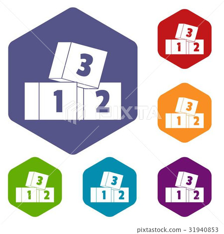 Bricks icons set hexagon 31940853