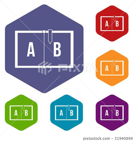 Children abc icons set hexagon 31940899