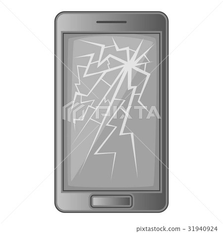 Phone with broken screen icon monochrome Phone with broken screen icon monochrome 31940924