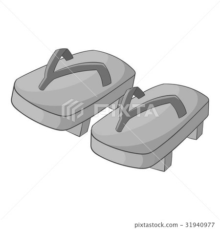 Japanese geta footwear icon monochrome 31940977