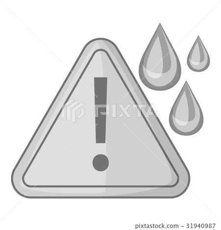 Warning sign and drops icon monochrome Warning sign and drops icon monochrome 31940987