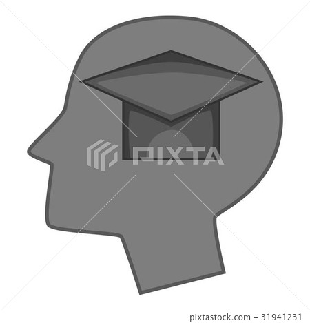 Graduation cap inside human head icon monochrome Graduation cap inside human head icon monochrome 31941231